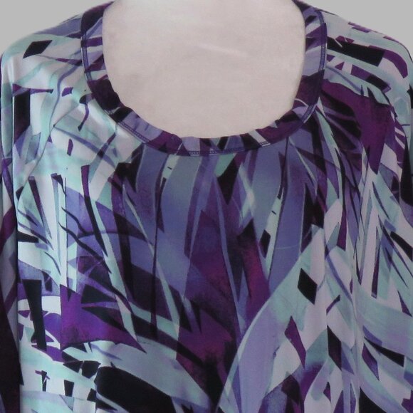 Jones New York Blue Stretch Abstract Print Long Sleeve Pullover Top Size 2X C919 - Picture 1 of 6